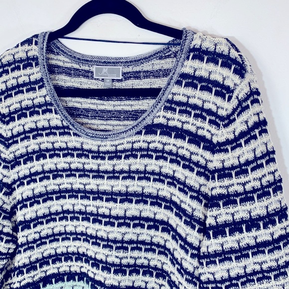 JM Collection Woman Plus Size 1X Textured Lightweight Blue Pullover Sweater Top - Picture 6 of 14